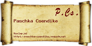 Paschka Csendike névjegykártya